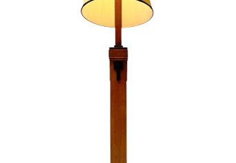 Art Deco Modernist Floor Lamp with Shantung Silk Shade, 1920s